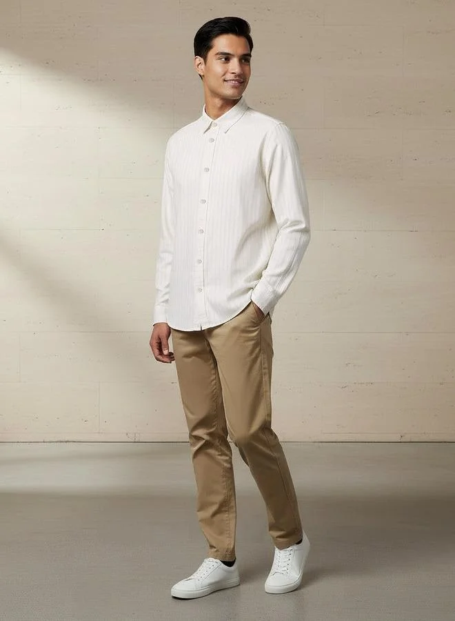 سبلاش فيڤ Men Regular Fit Collared Striped Long Sleeve Shirt